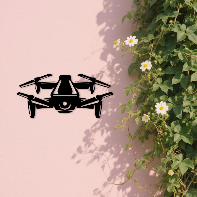 Office Tech And Gadgets - 2Dフラットドローンアイアンウォールアート ブラック 航空装飾 メンズケイブ オフィス テックガジェット愛好家向け