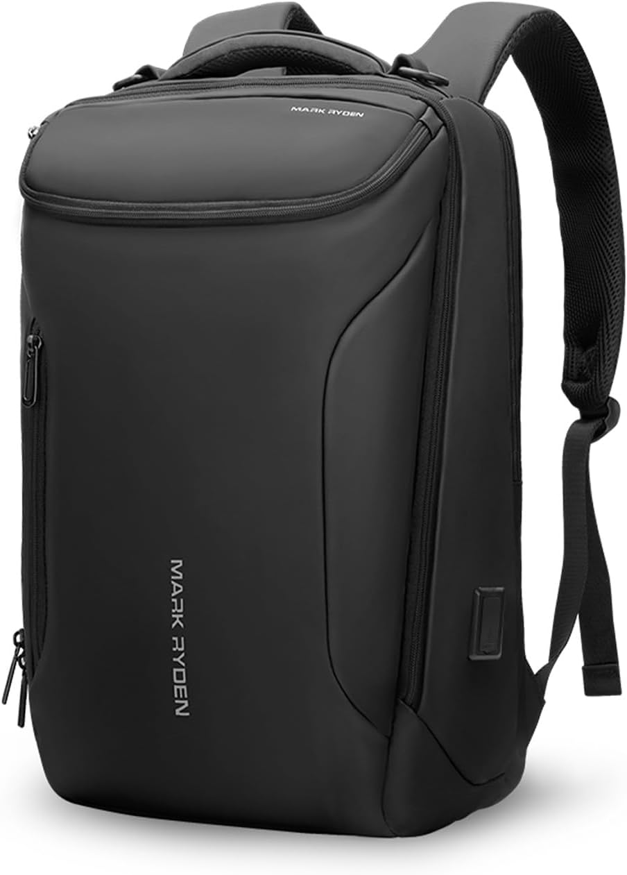 Office Tech For Men - メンズ用ビジネスバックパック、17.3インチノートパソコン対応バックパック | 防水テックバックパック、USB充電ポート付き、旅行、オフィス、大学、通勤、ハイキング用のプロ仕様ワークバックパック
