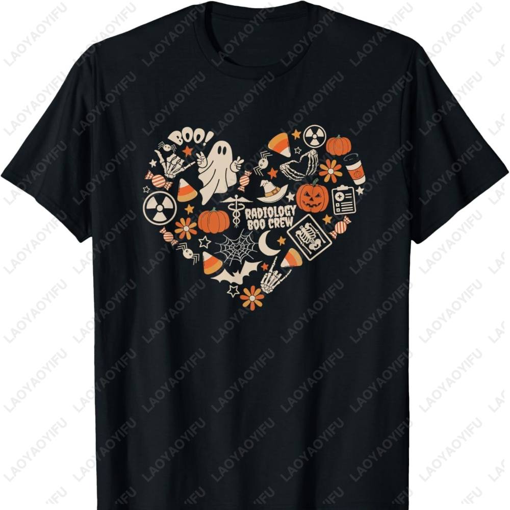 Office Tech Gifts For Men - ハロウィン ブーゴースト ハート X線テック プリント Tシャツ