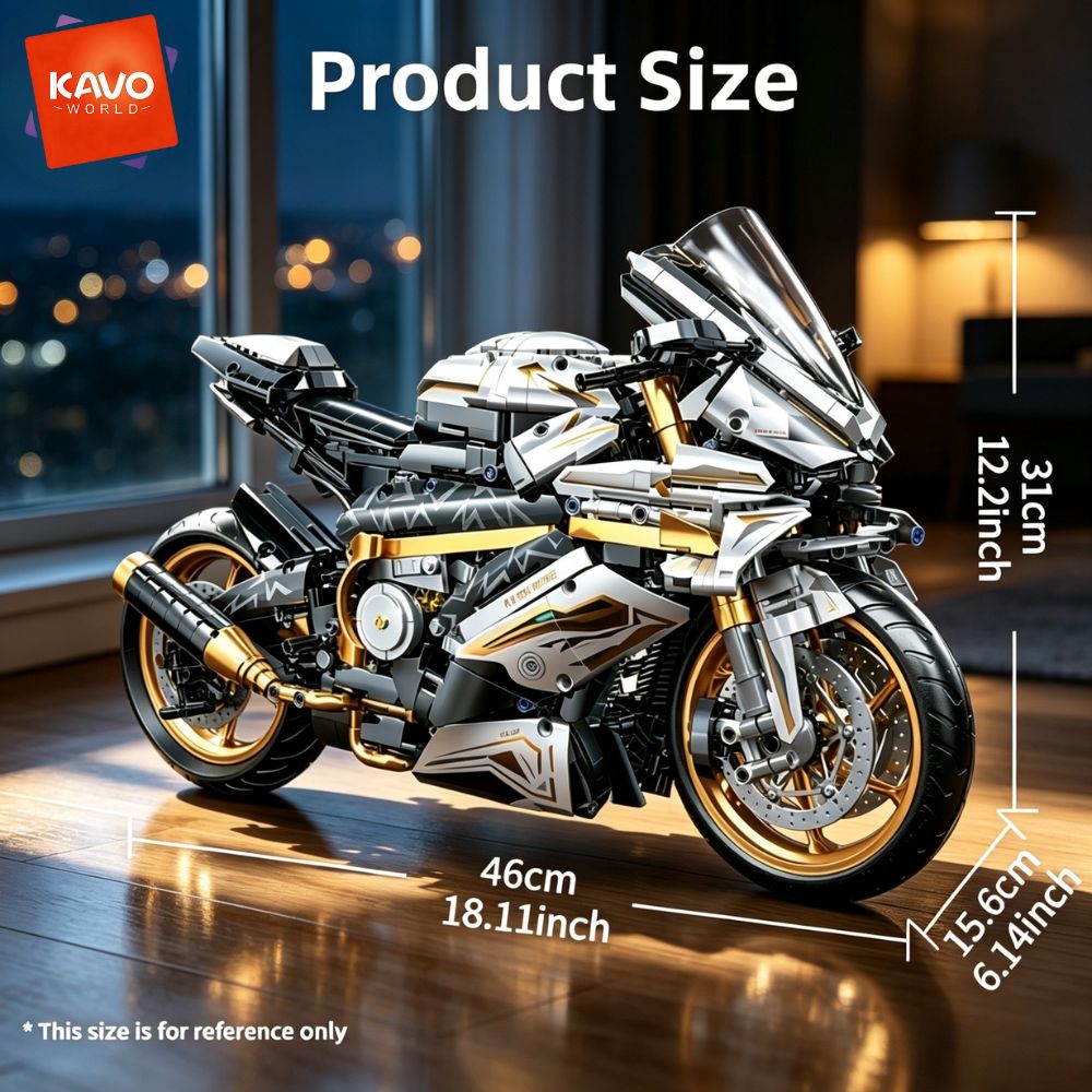 KAVOWORLD 1:5 大型スポーツバイク組み立てブロッ - Office Tech Gifts For Men のレビューと価格